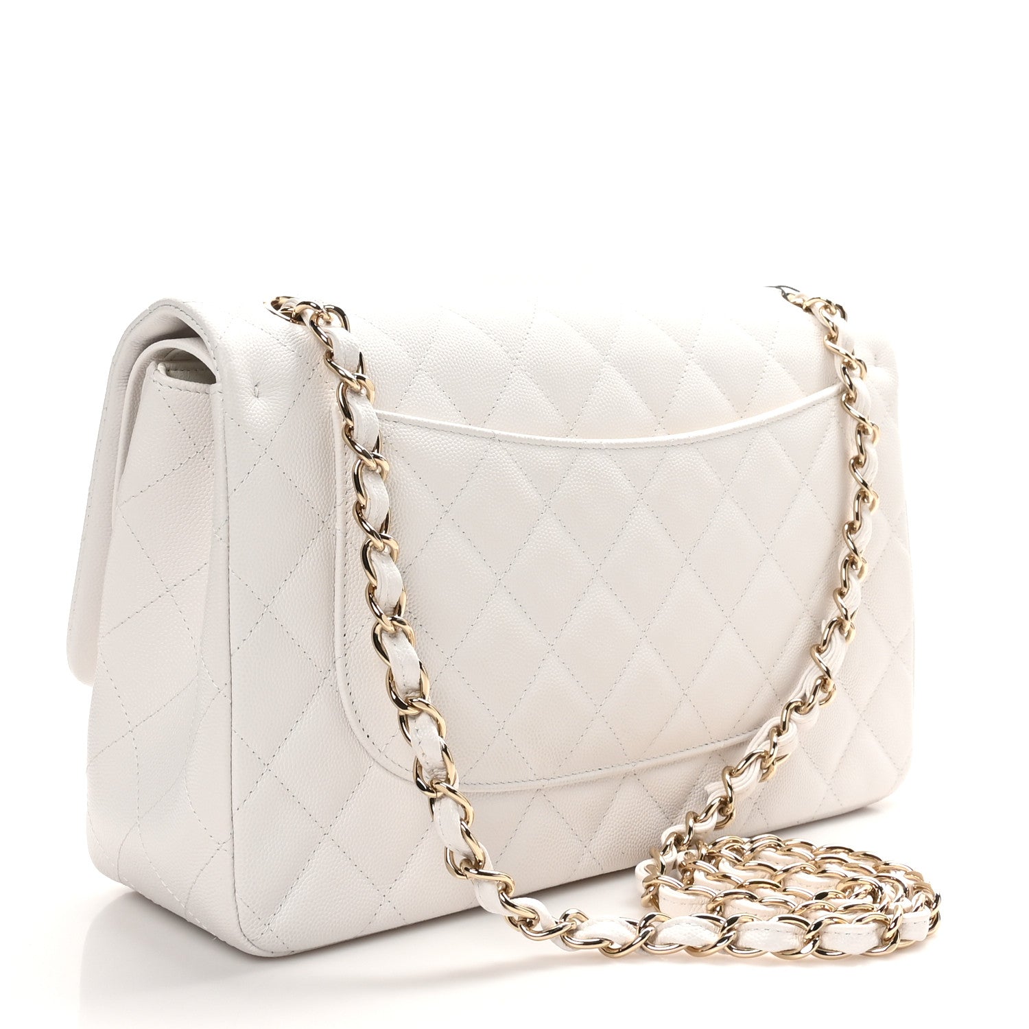 Chanel Caviar Quilted Jumbo Double Flap White 2 of 11