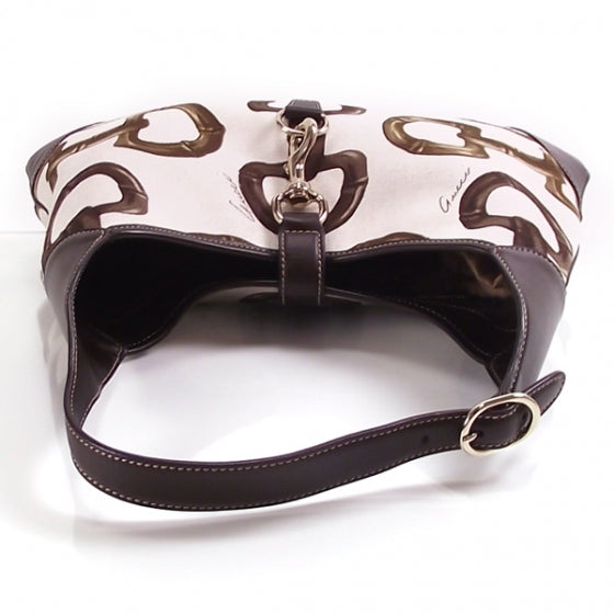 Canvas Bamboo Horsebit Print Medium Jackie O Hobo
