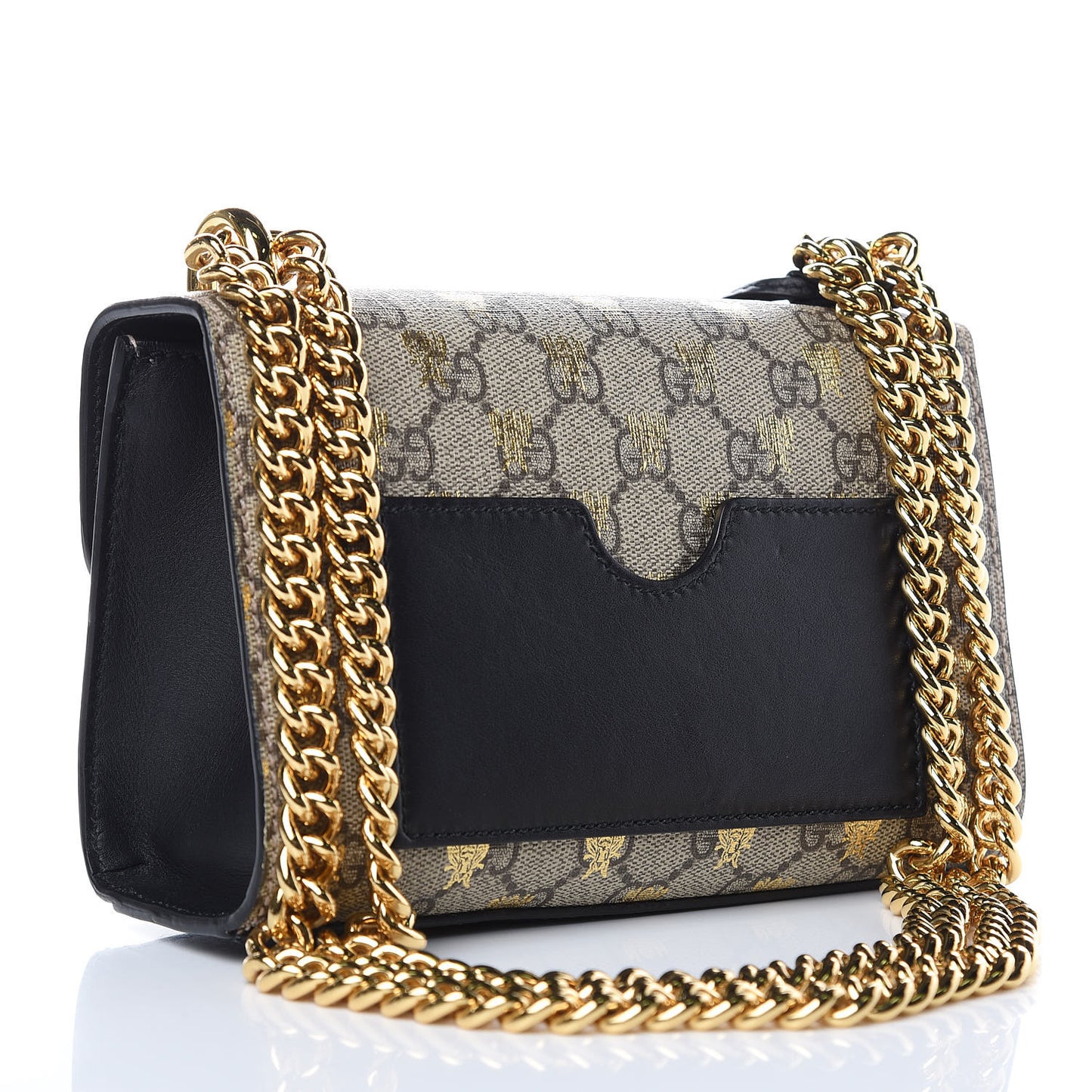 GG Supreme Monogram Bees Small Padlock Shoulder Bag Black