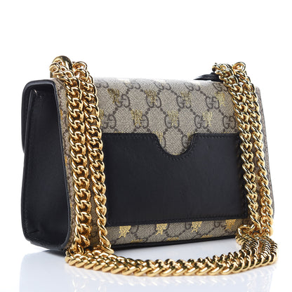 Gucci GG Supreme Monogram Bees Small Padlock Shoulder Bag Black 3 of 14