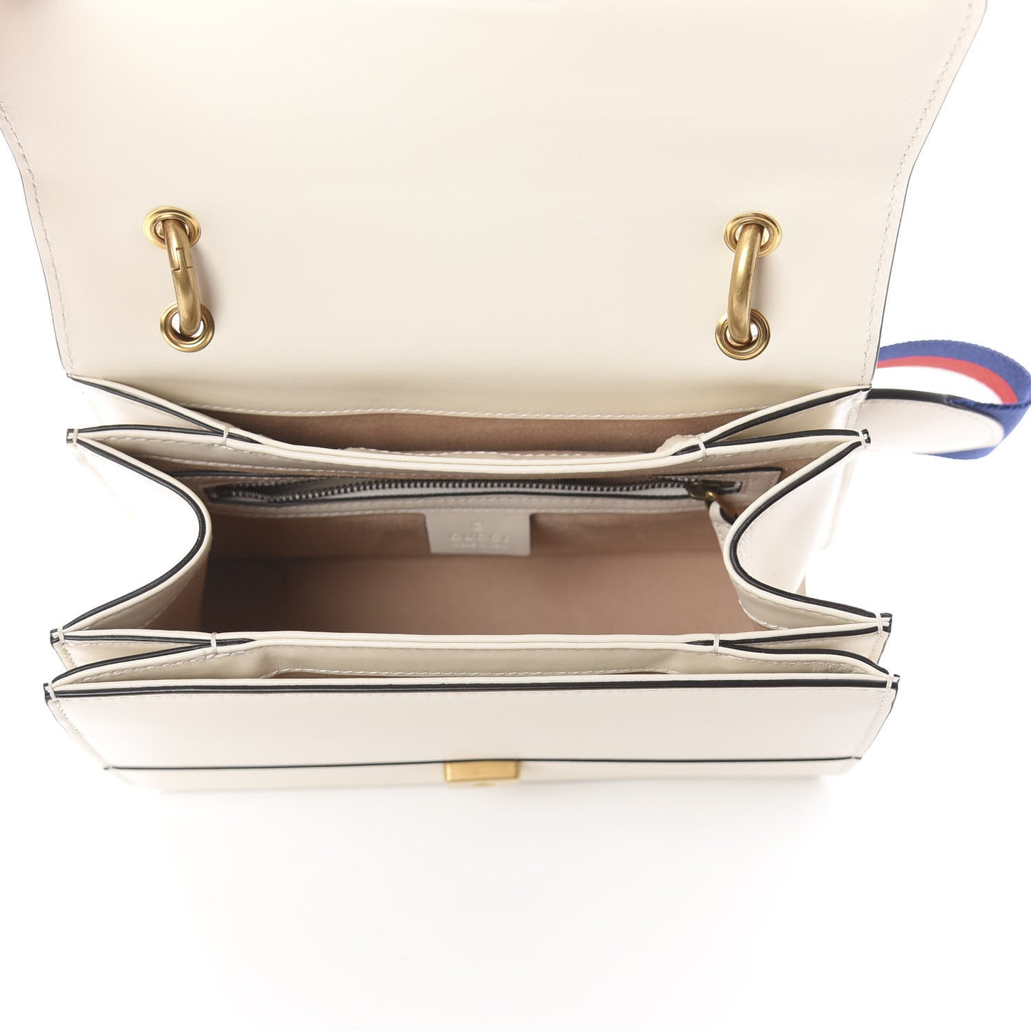 Calfskin Sylvie Web Small Queen Margaret Top Handle Bag White