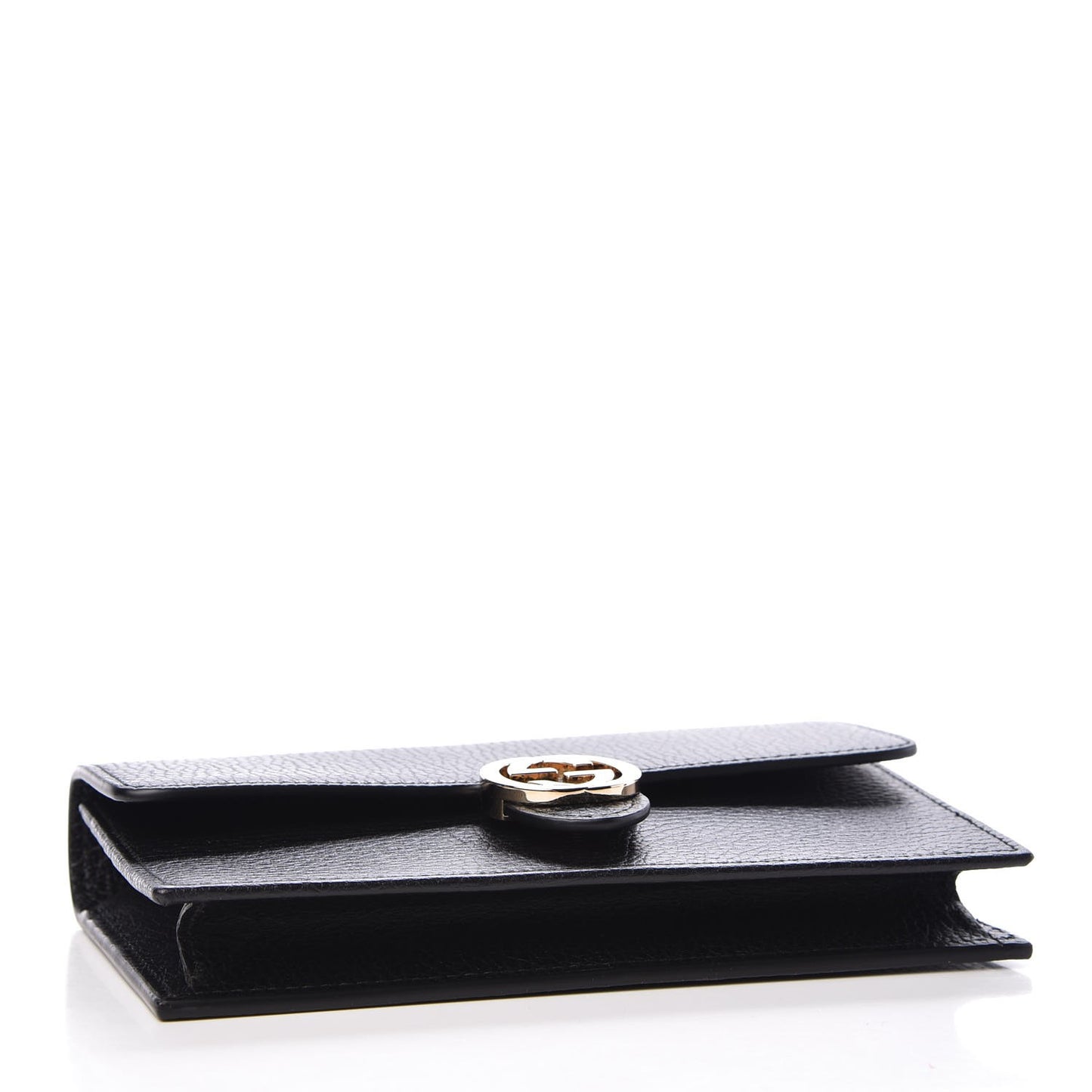 Dollar Calfskin Interlocking G Chain Wallet Black
