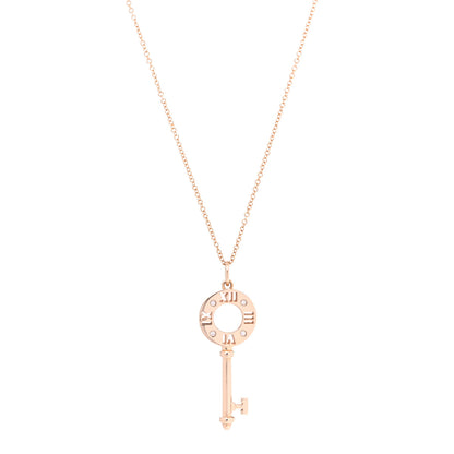 Tiffany 18K Yellow Gold Diamond Atlas Pierced Key Pendant Necklace 1 of 6
