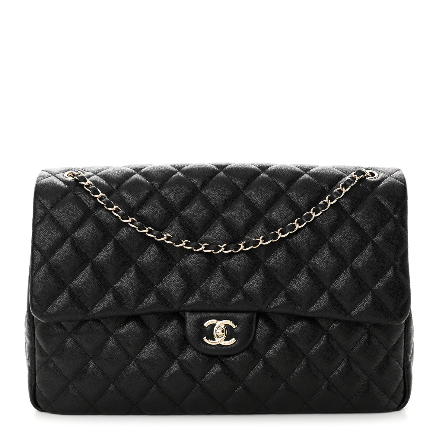 Caviar Quilted Small XXL Travel Flap Bag Black