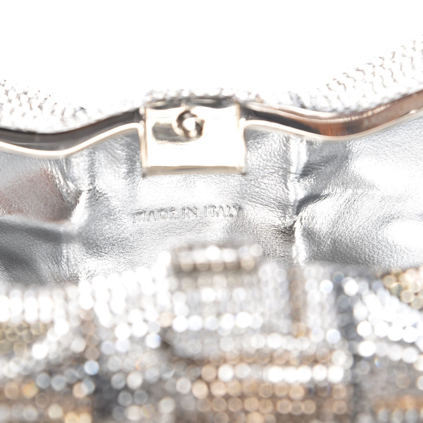 Crystal Bow Minaudiere Clutch Silver