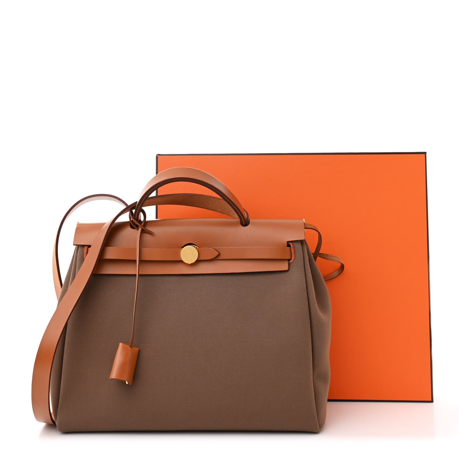Hermes Military Toile Vache Hunter Herbag Zip Retourne 31 PM Etoupe Dune Fauve 12 of 12