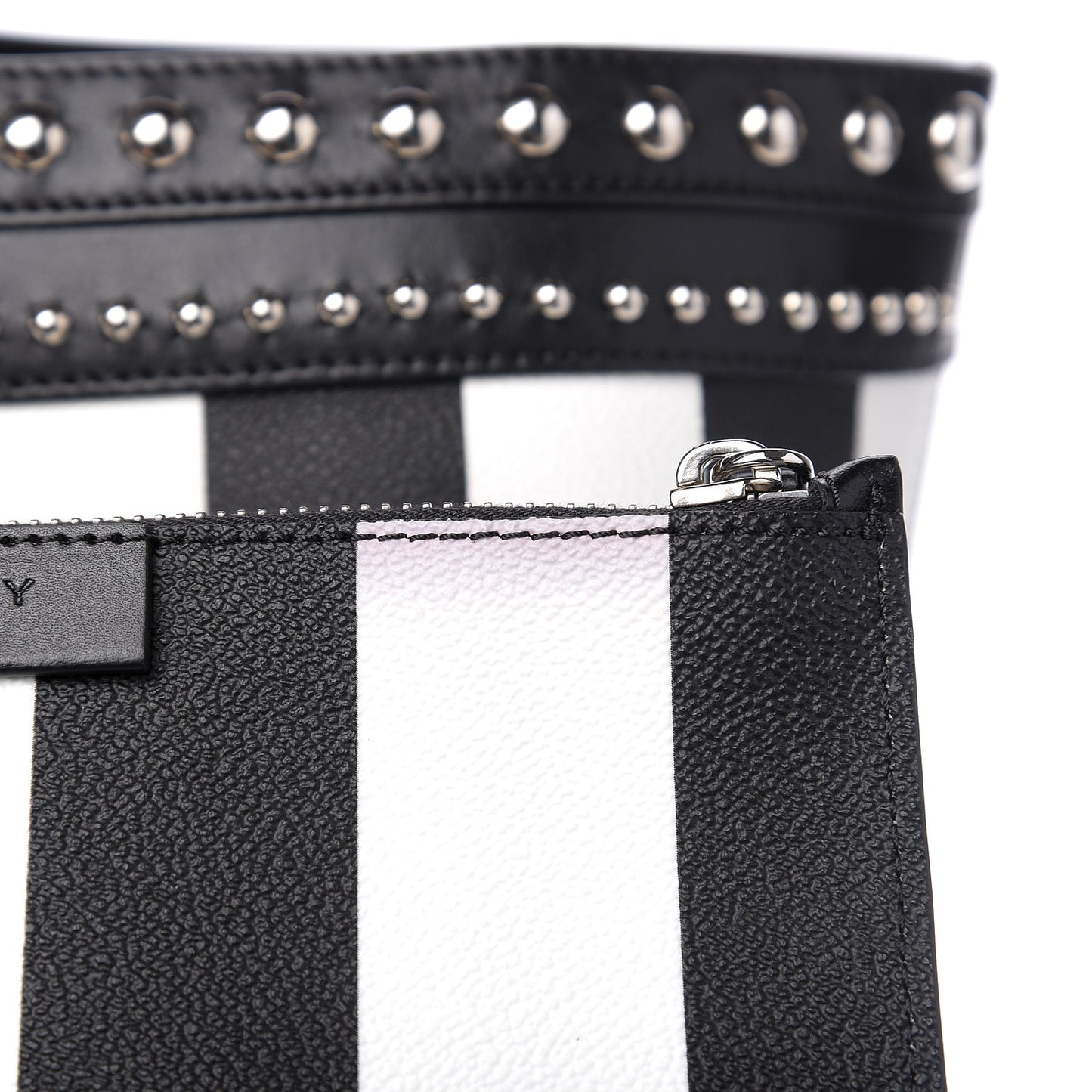 Coated Canvas Striped Large Antigona Tote Black White