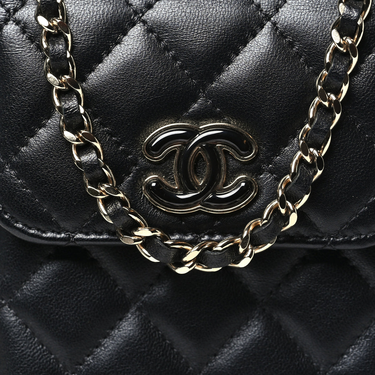 Chanel Lambskin Quilted Candy CC Phone Holder With Chain Black 9 of 12