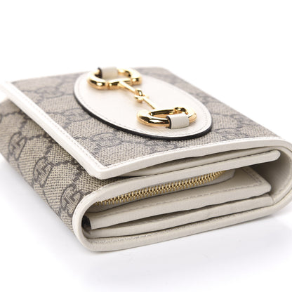 Gucci GG Supreme Monogram Azalea Calfskin Horsebit 1955 Flap Card Case Wallet Beige Ebony Mystic White 9 of 9