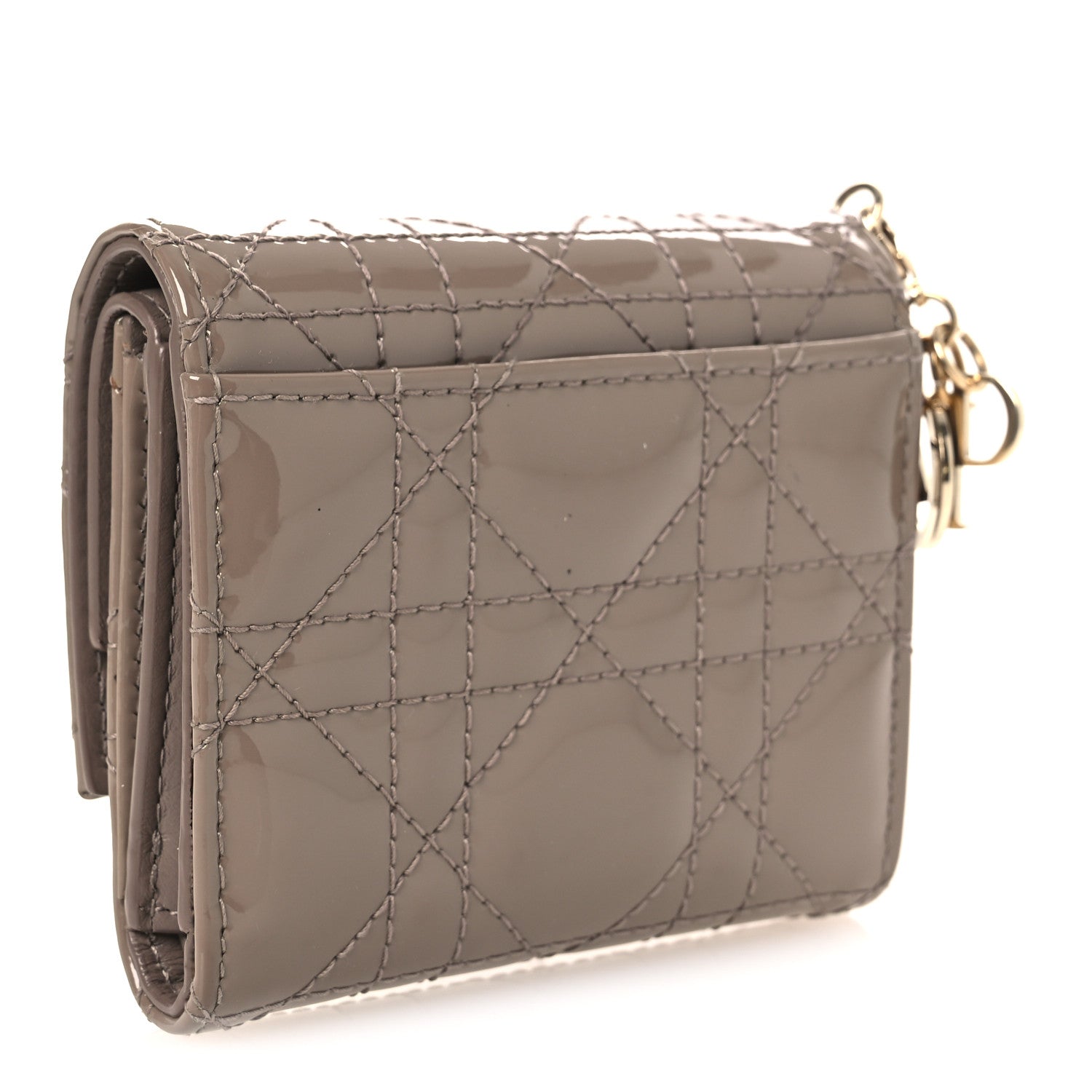 Christian Dior Patent Cannage Lady Dior Lotus Wallet Warm Taupe 3 of 7