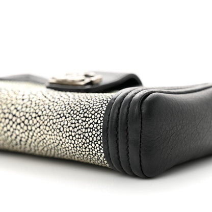 Chanel Metallic Galuchat Stingray Lambskin Mini Clutch With Removable Chain Black 11 of 11