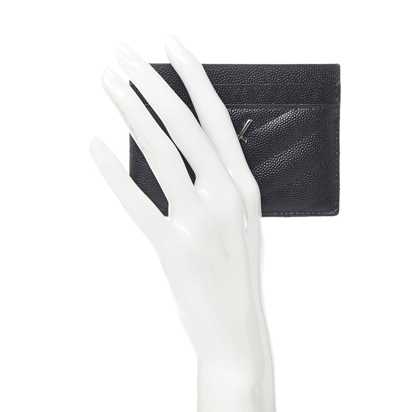Grain De Poudre Matelasse Chevron Monogram Credit Card Case Black