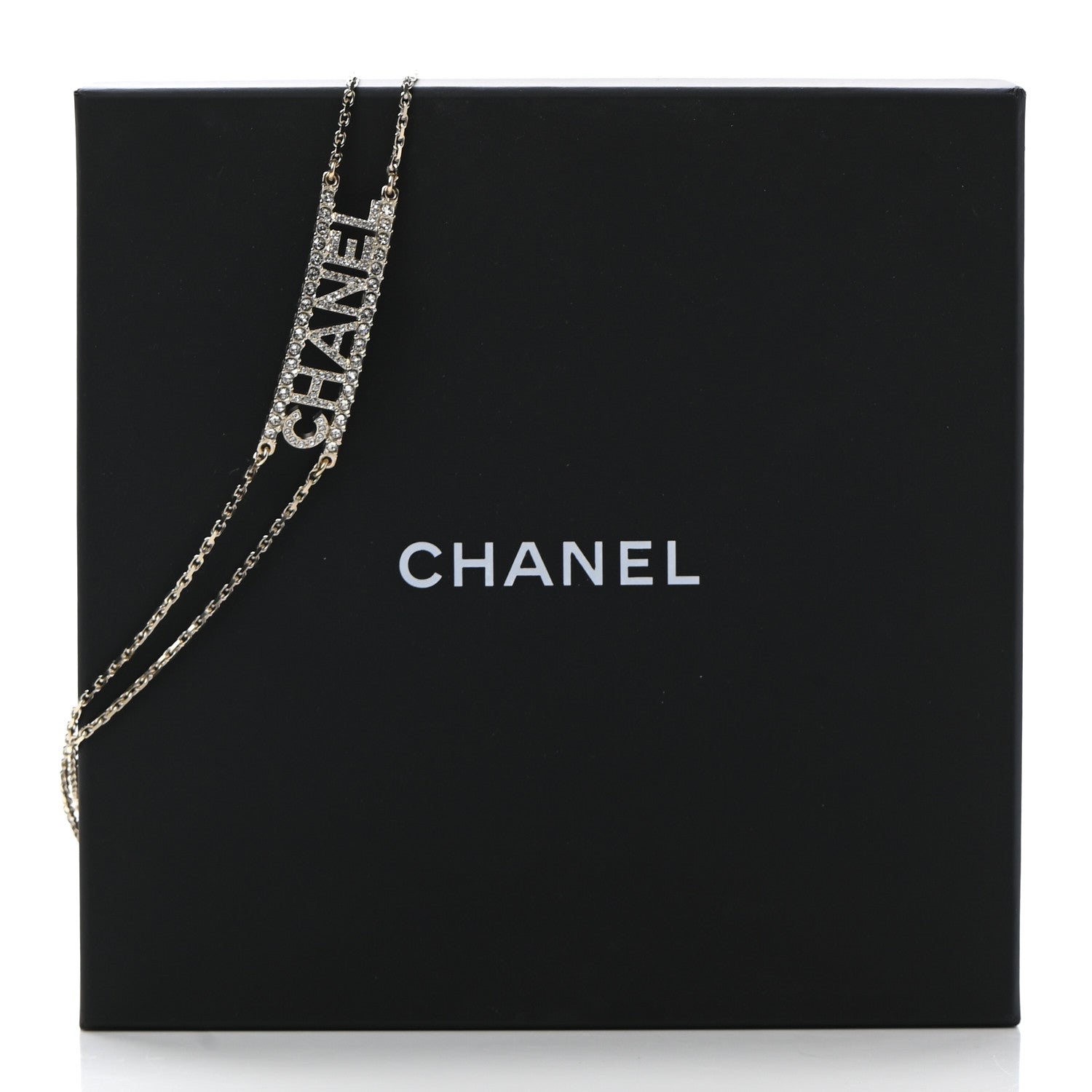 Chanel Metal Crystal Logo Choker Necklace Gold 7 of 7