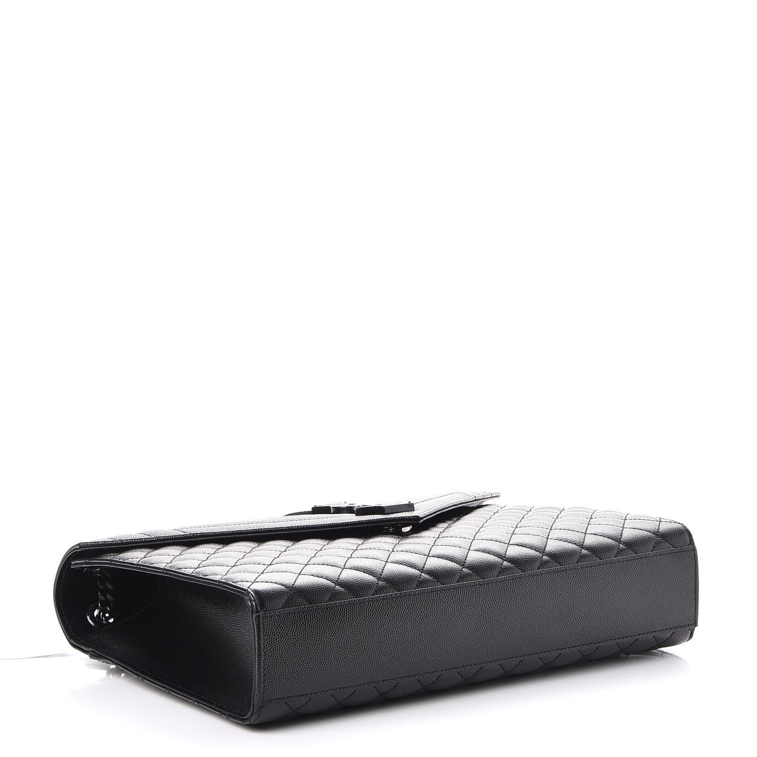 Saint Laurent Grain De Poudre Textured Mixed Matelasse Large Triquilt Monogram Satchel Black 5 of 17