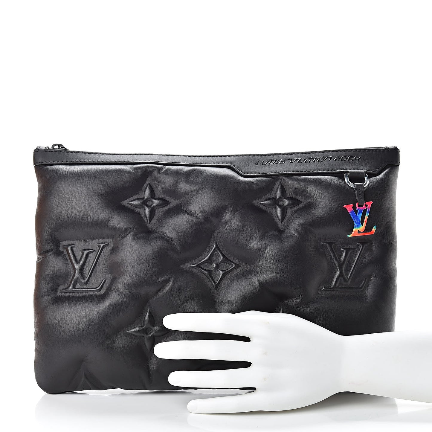 Lambskin Puffer A4 Pouch Black