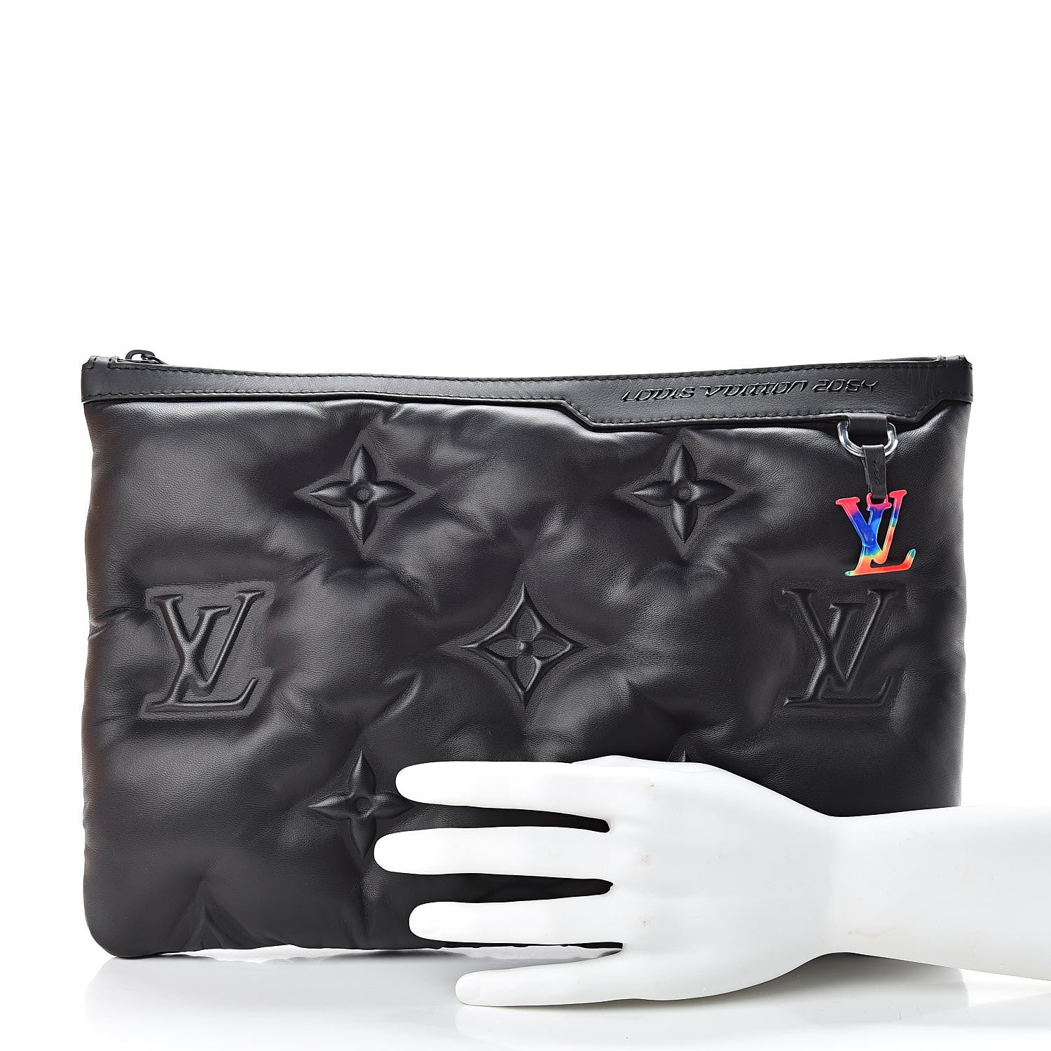 Louis Vuitton Lambskin Puffer A4 Pouch Black 2 of 8
