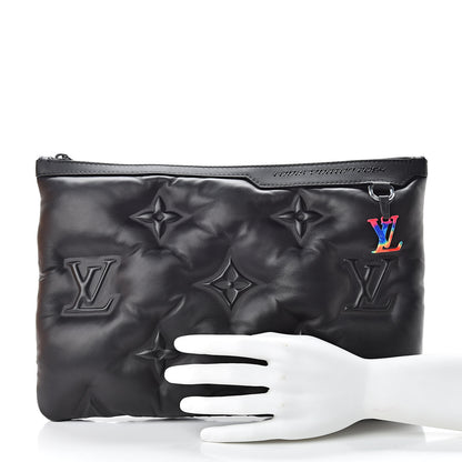 Louis Vuitton Lambskin Puffer A4 Pouch Black 2 of 8
