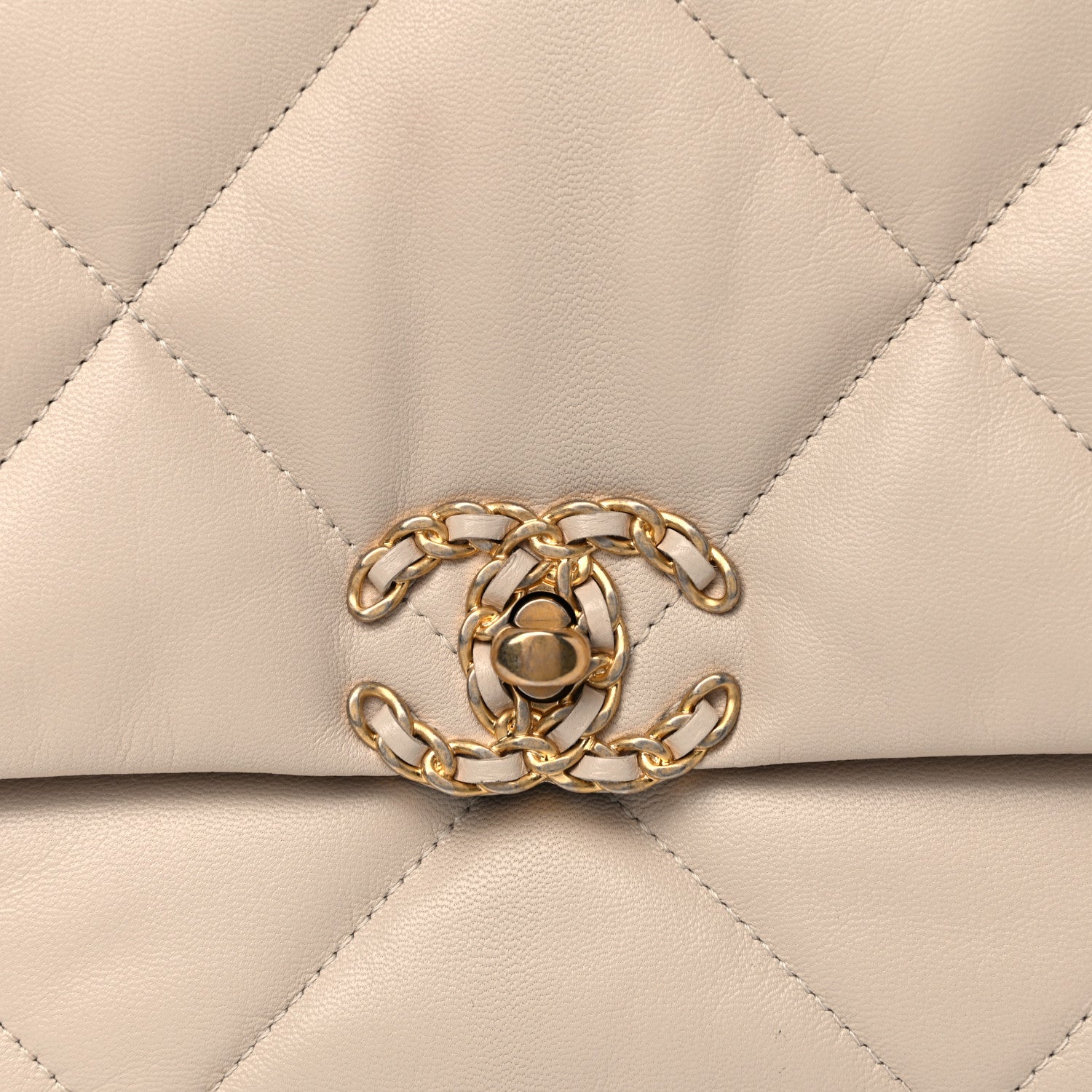Chanel Goatskin Quilted Large Chanel 19 Flap Beige 7 of 12