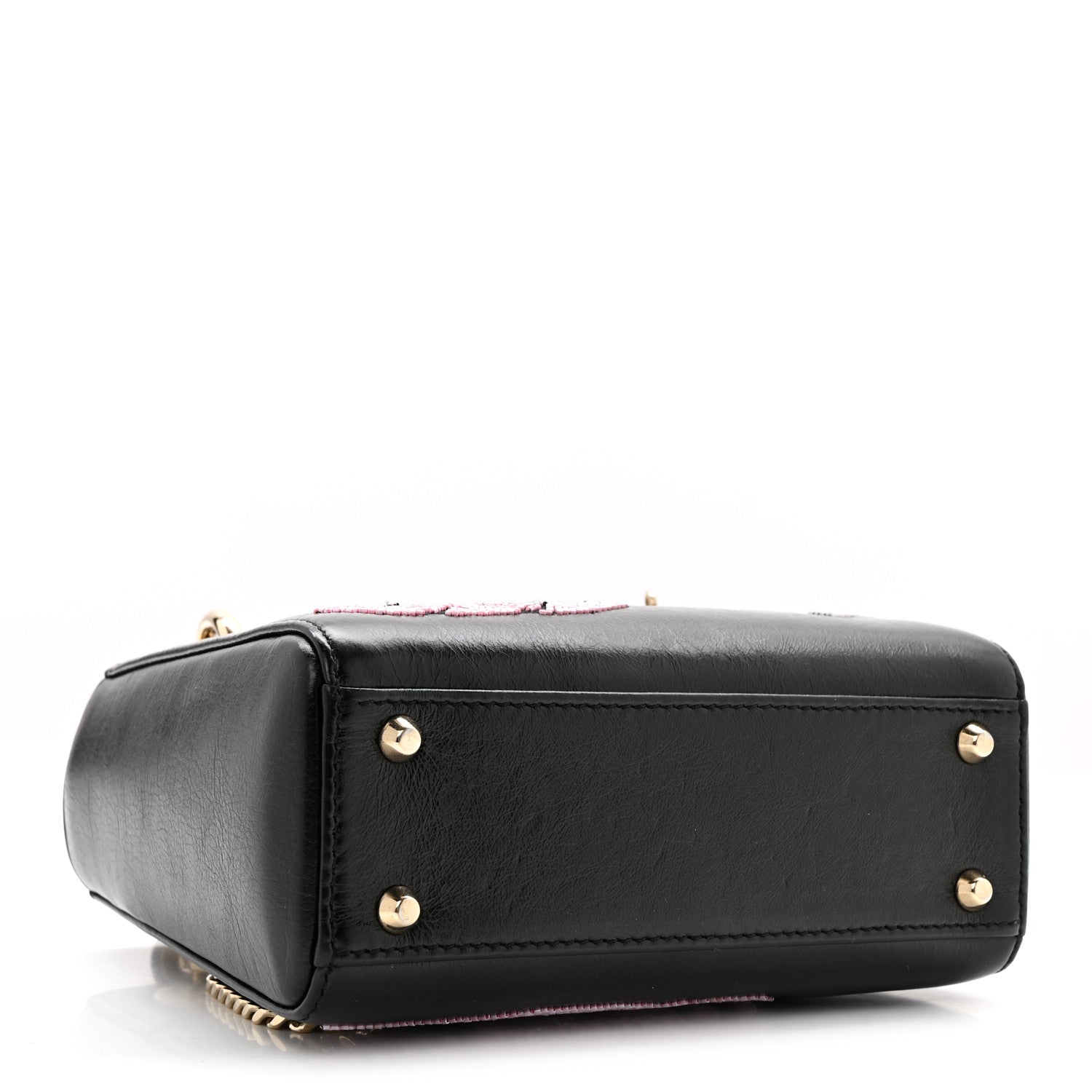 Christian Dior Calfskin Beaded Mini Lady Dior Black 4 of 13