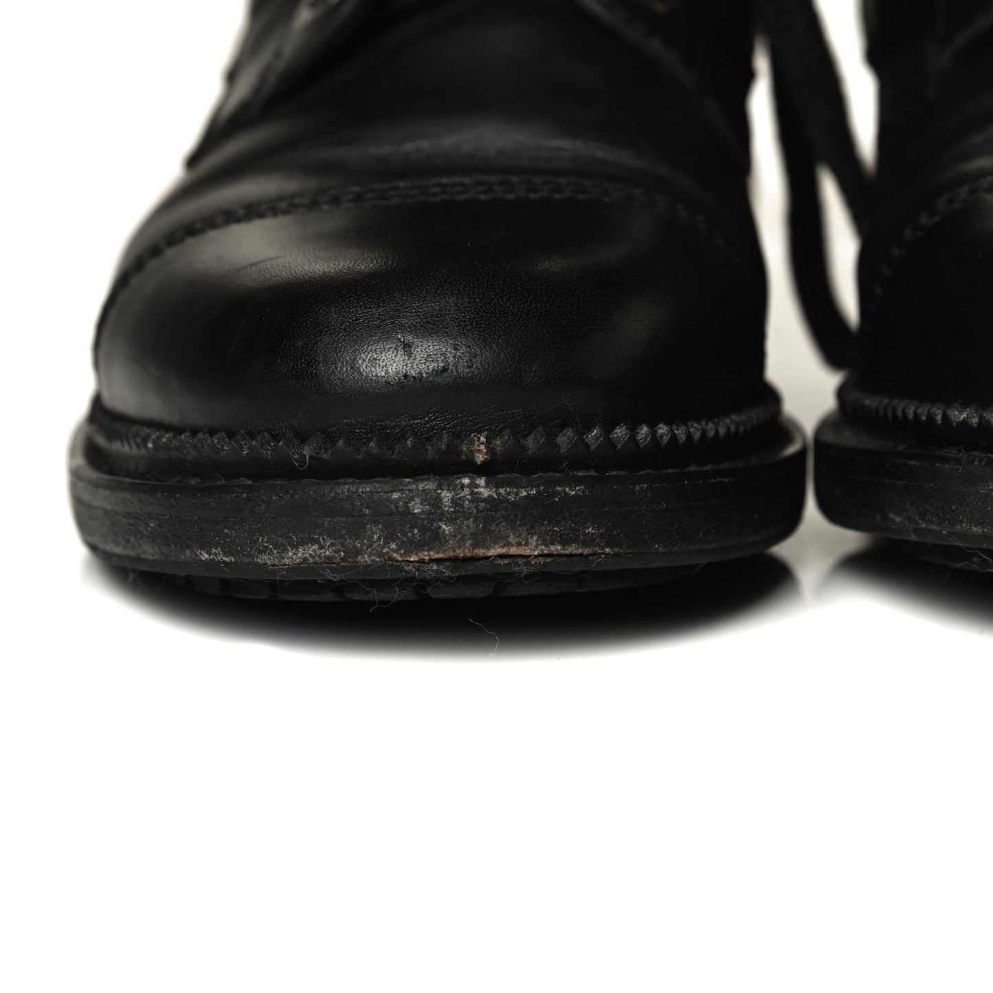 Calfskin Quilted Lace Up Combat Boots 36 Black