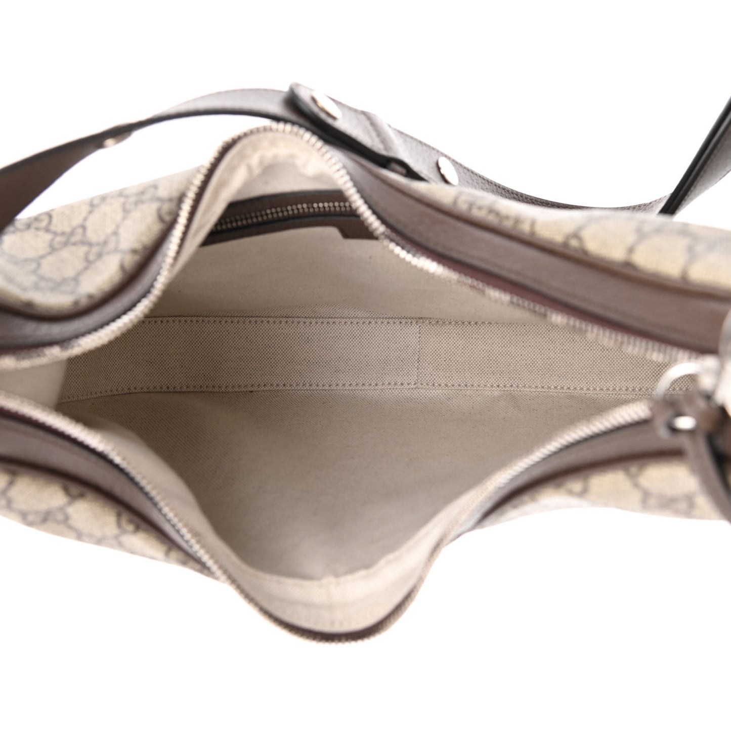 GG Supreme Monogram Textured Calfskin Web Large Attache Shoulder Bag Beige Ebony New Acero