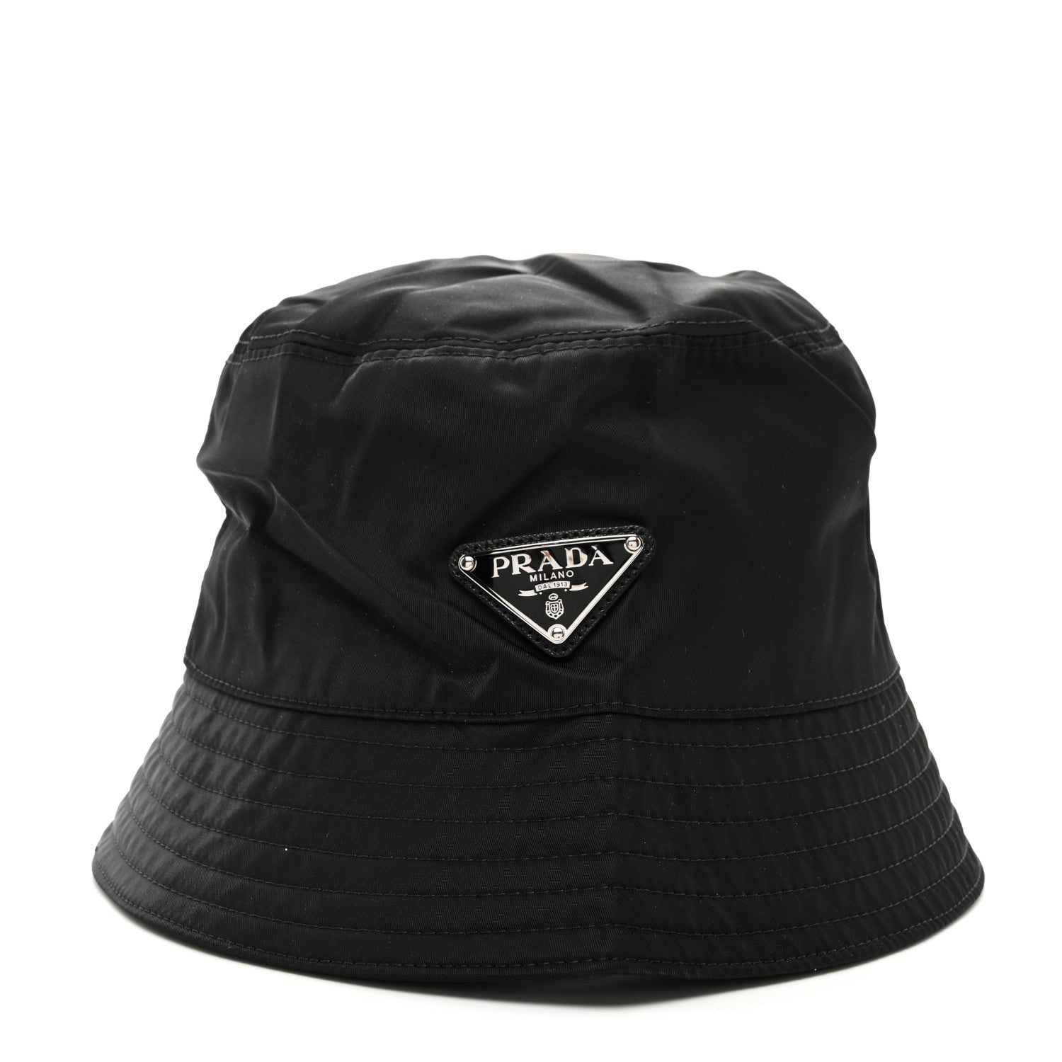 Prada Re-Nylon Metal Triangle Logo Mens Bucket Hat XXL Black 3 of 8