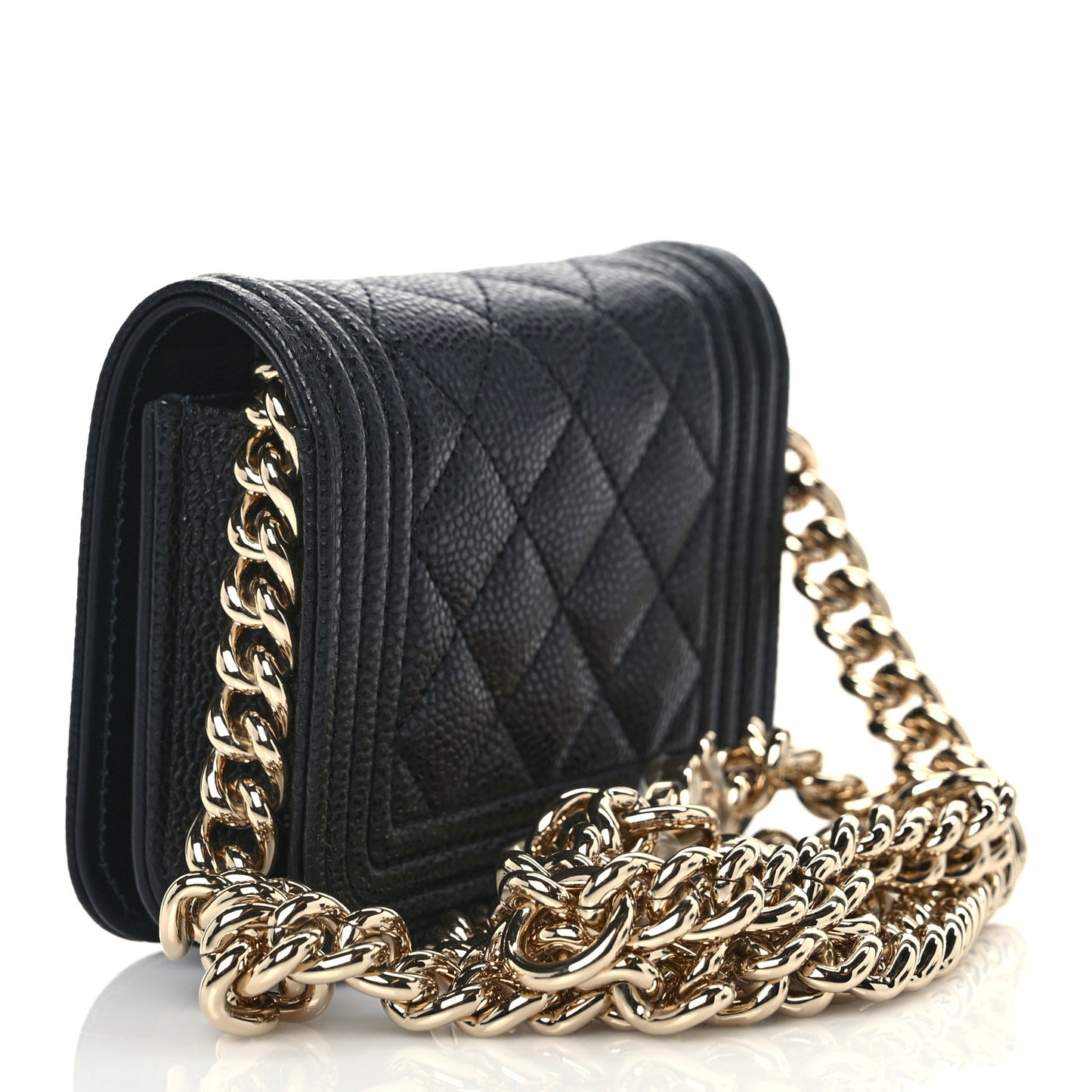 Caviar Quilted Boy Flap Waist Belt Bag Black
