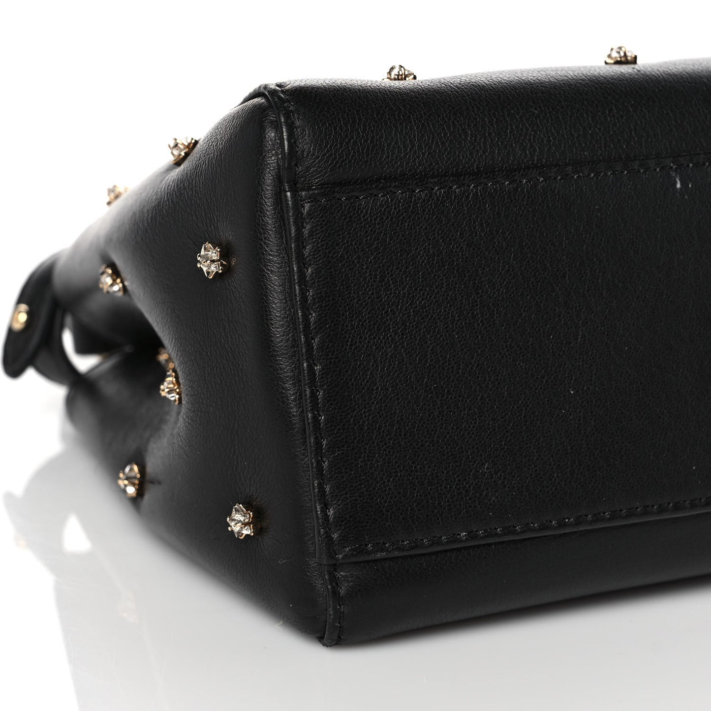Nappa Crystal Studded XS Peekaboo Iconic Satchel Black
