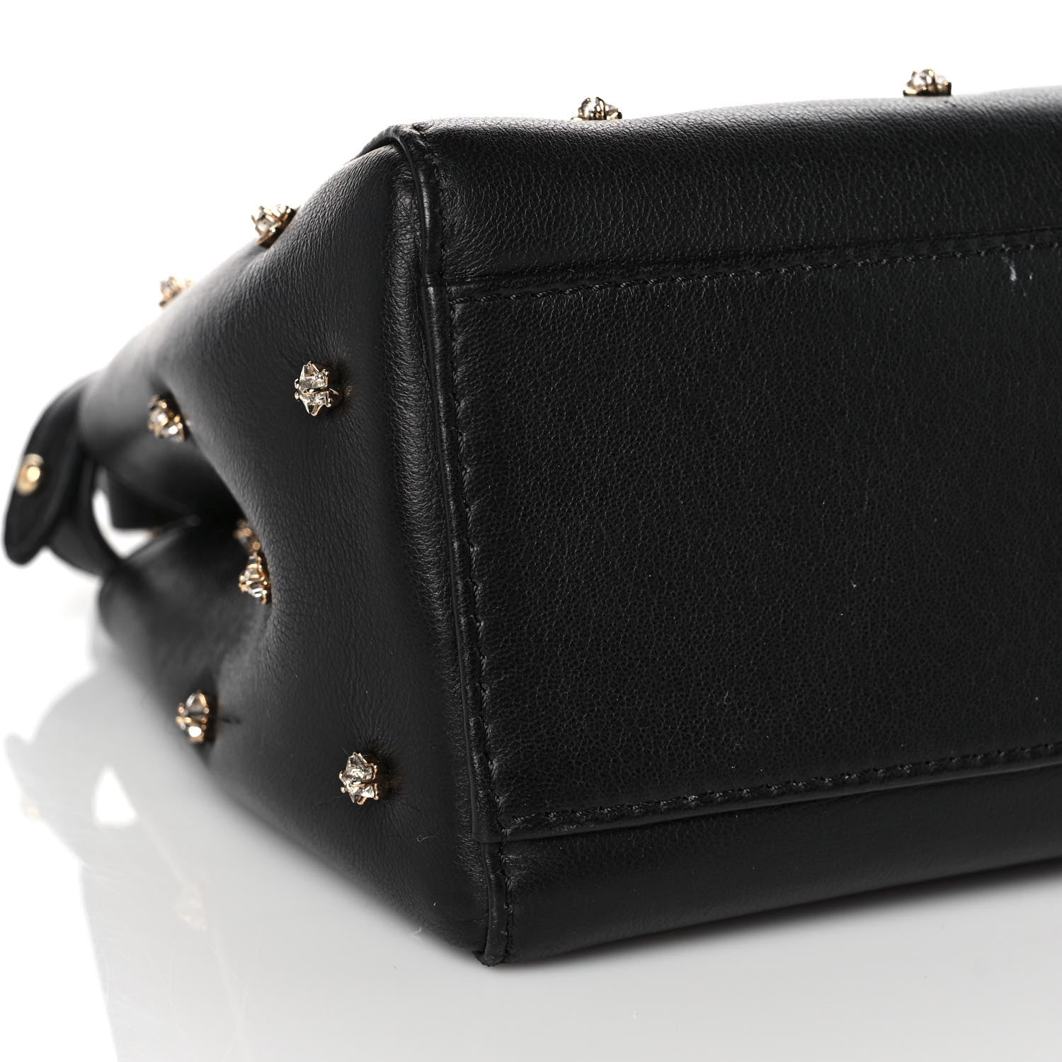 Fendi Nappa Crystal Studded XS Peekaboo Iconic Satchel Black 6 of 10