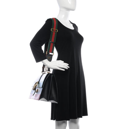 Gucci Calfskin Bamboo Web Large Dionysus Top Handle Bag Black Bright Evergreen Hibiscus Red 3 of 11