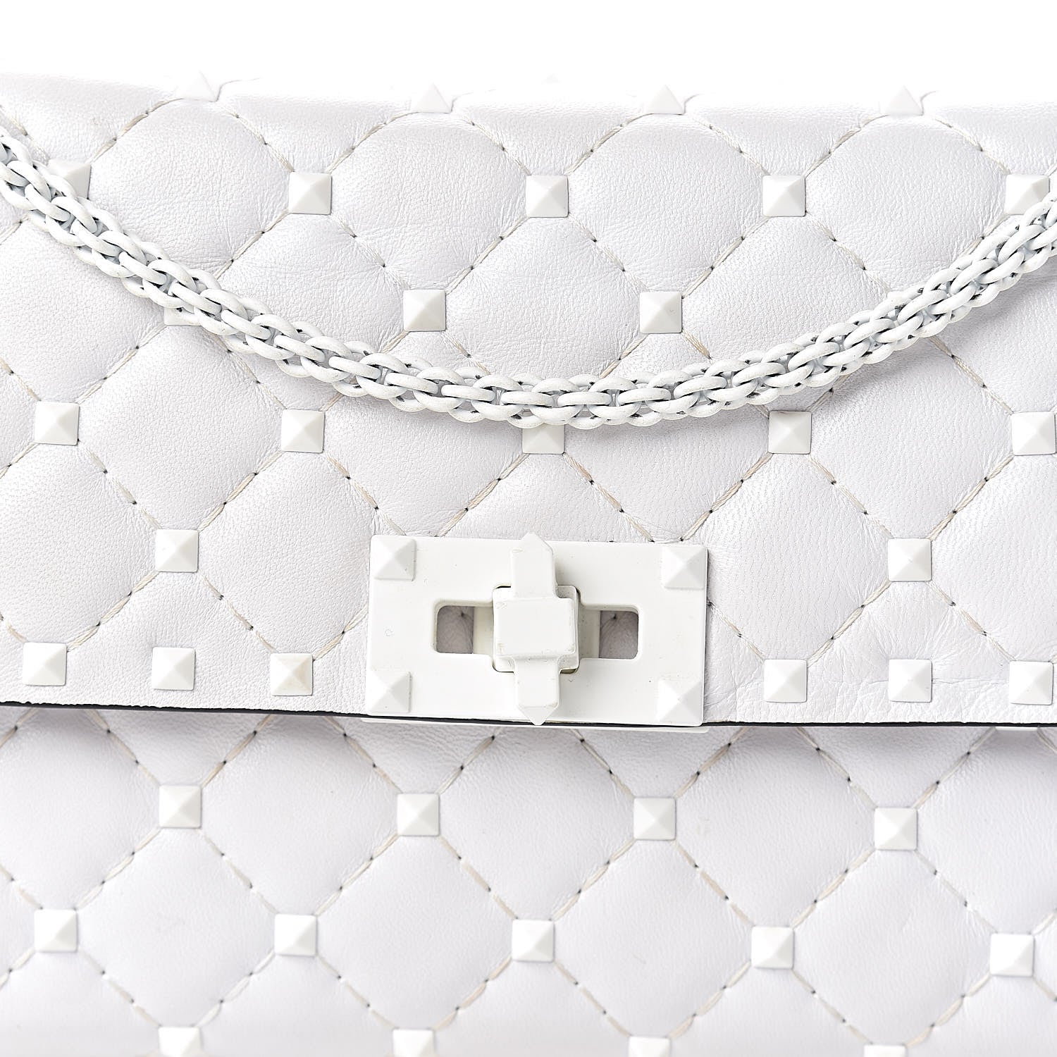 Valentino Garavani Lambskin Free Rockstud Spike Wallet on Chain Optic White 17 of 17