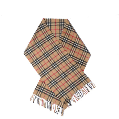 Burberry Cashmere House Check Fringe Scarf Camel 1 of 7