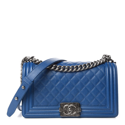 Chanel Caviar Quilted Medium Boy Flap Blue 1 of 12