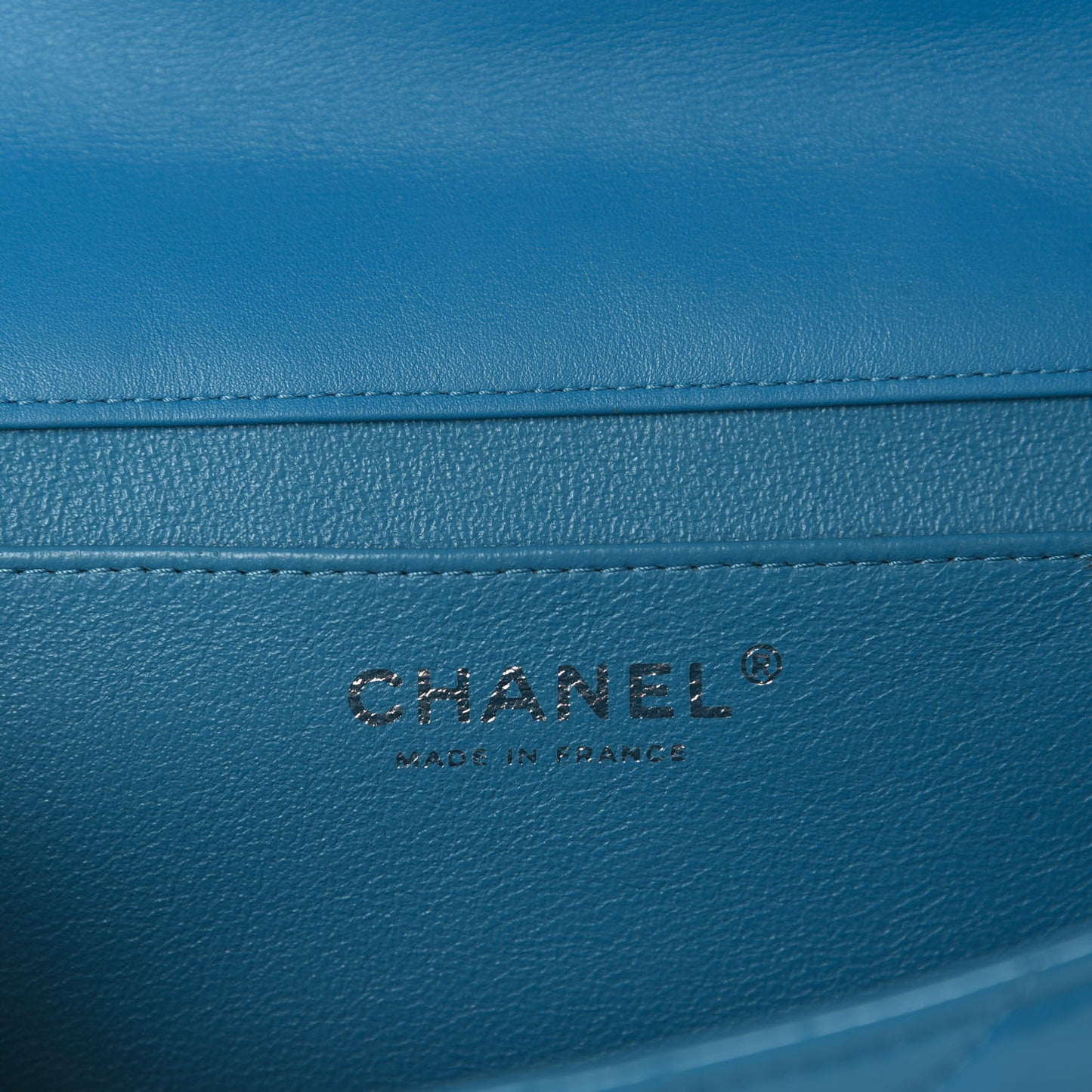 Patent Quilted Clutch with Chain Flap Blue