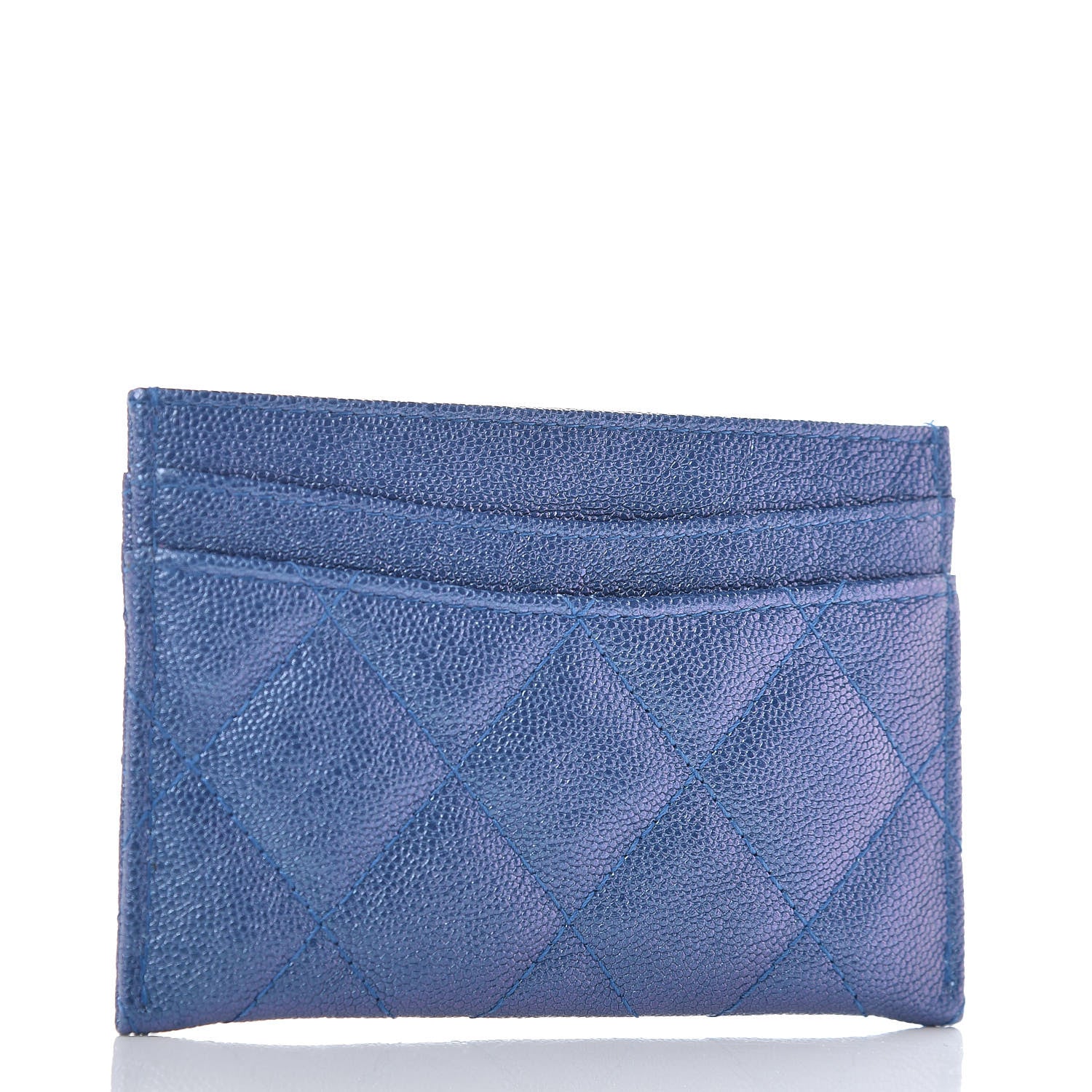 Chanel Iridescent Caviar Quilted Card Holder Blue Fonce 3 of 9