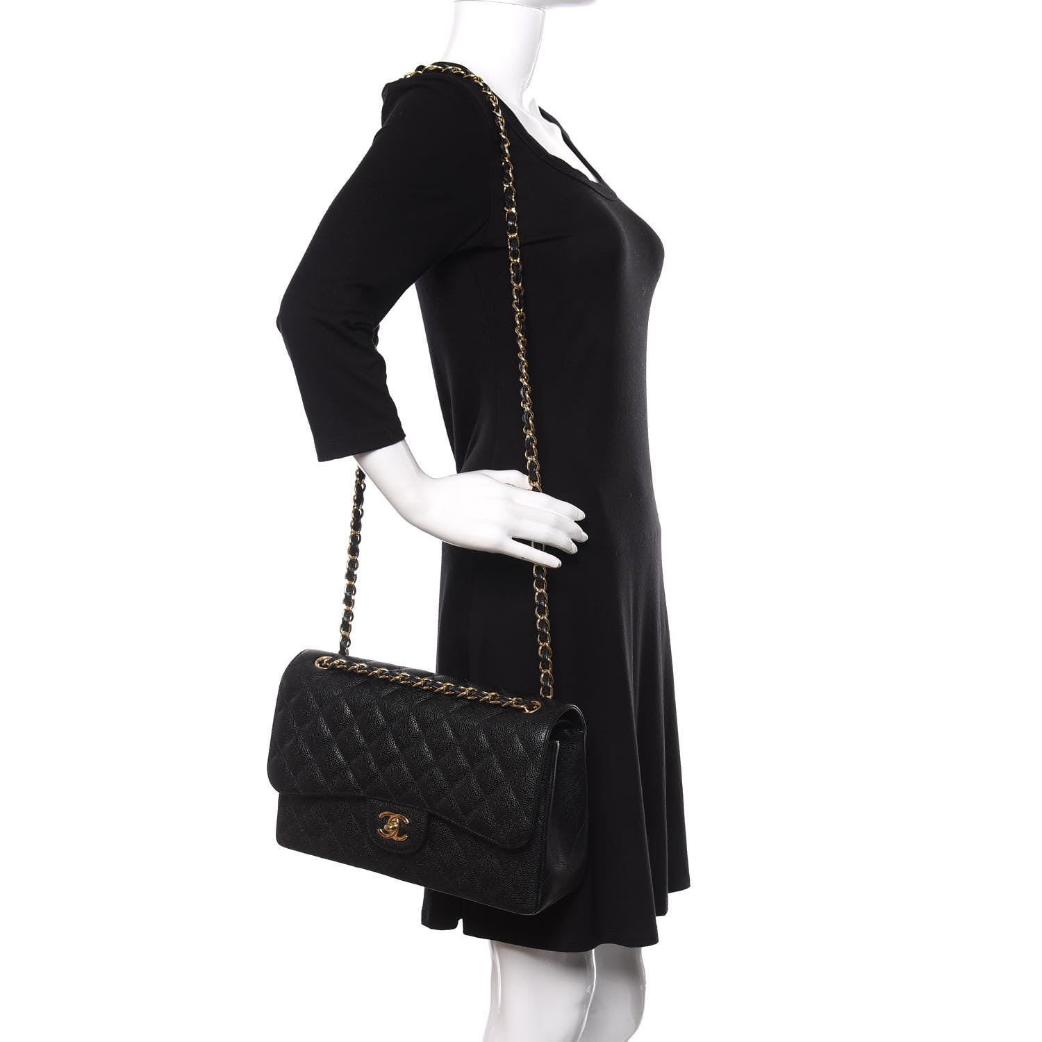 Chanel Caviar Quilted Jumbo Double Flap Black 3 of 12