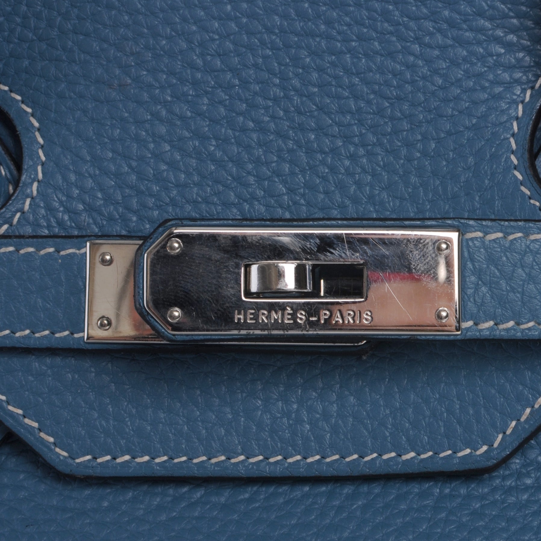 Hermes Taurillon Clemence Birkin 35 Blue Jean 8 of 12