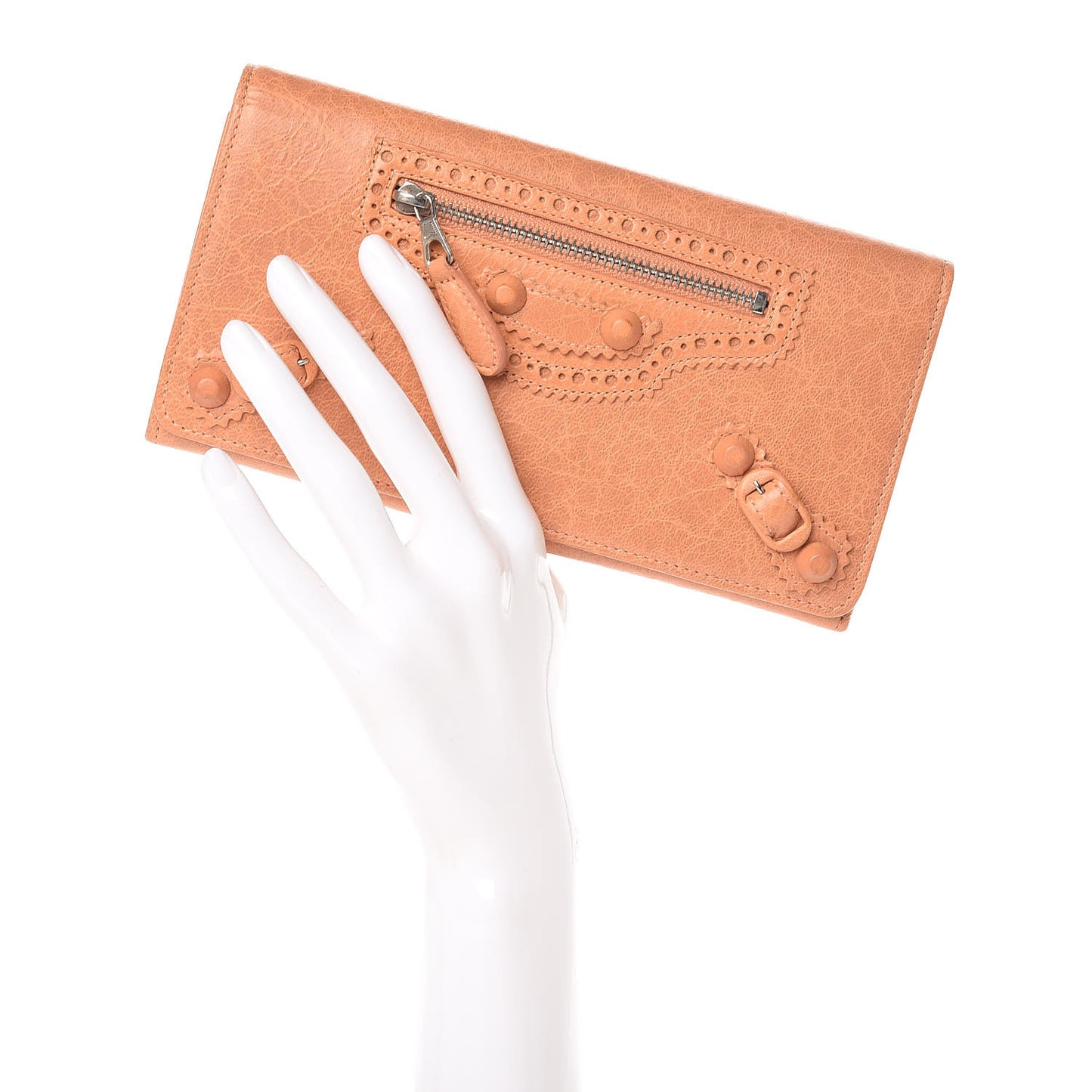 Agneau Giant Brogues Hardware Money Wallet Rose Blush