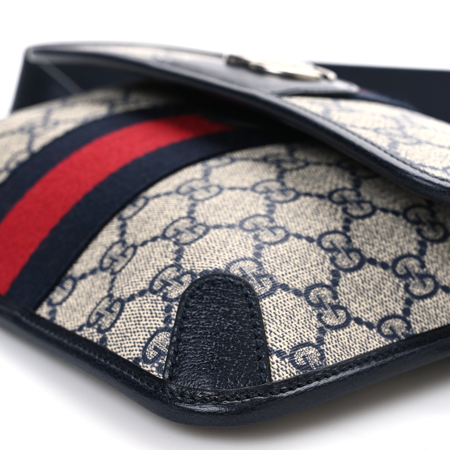 GG Supreme Monogram Web Small Ophidia Belt Bag 100 40 Beige Navy