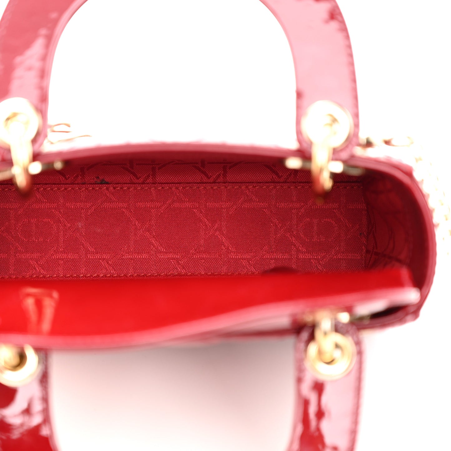 Patent Cannage Mini Lady Dior Red