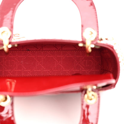 Christian Dior Patent Cannage Mini Lady Dior Red 5 of 11