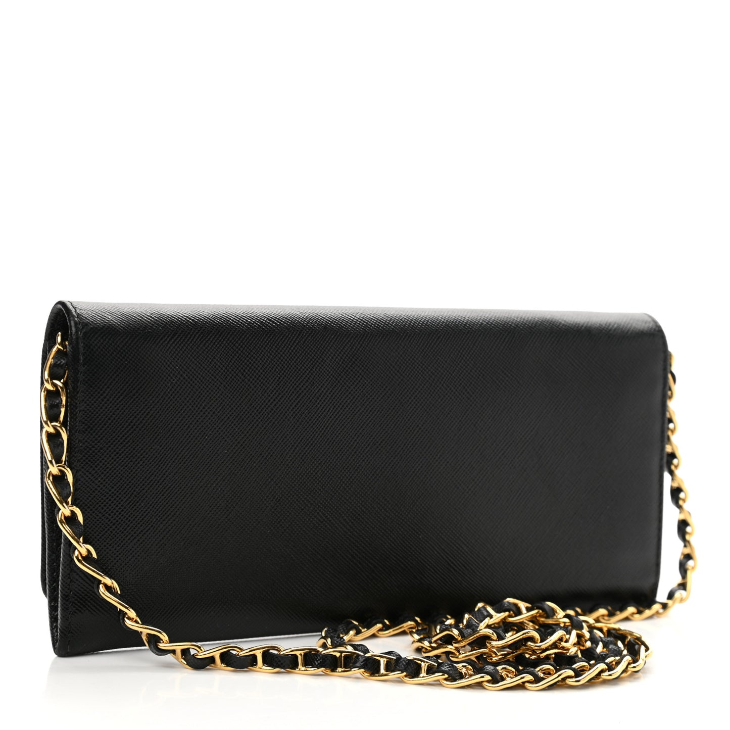 Saffiano Metal Oro Chain Wallet Black