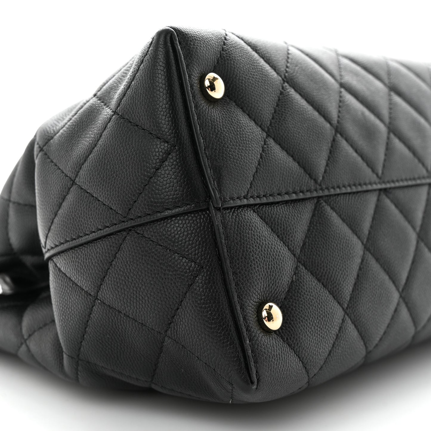Caviar Quilted Small Shopping Tote Black