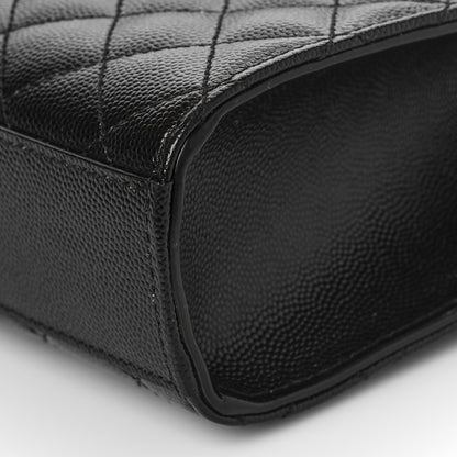 Saint Laurent Grain De Poudre Textured Mixed Matelasse Triquilt Medium Monogram Satchel Black 9 of 9