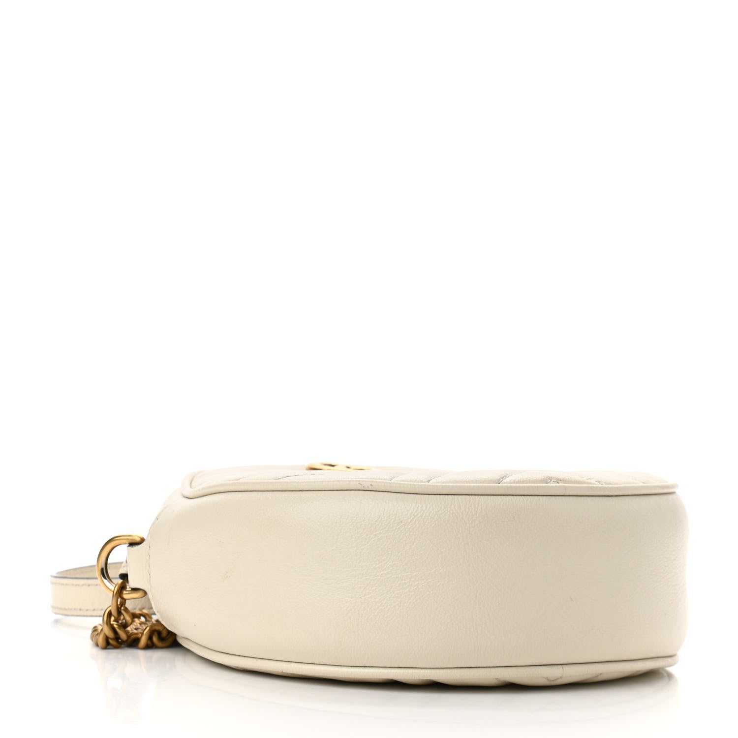 Gucci Calfskin Matelasse Mini GG Marmont Round Shoulder Bag White 4 of 11