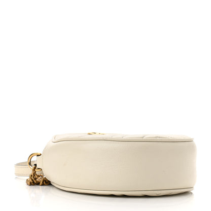 Gucci Calfskin Matelasse Mini GG Marmont Round Shoulder Bag White 4 of 11