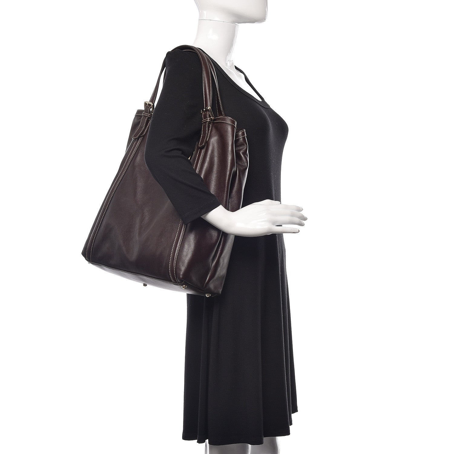 Gucci Calfskin Large Britt Shoulder Bag Dark Brown 2 of 12