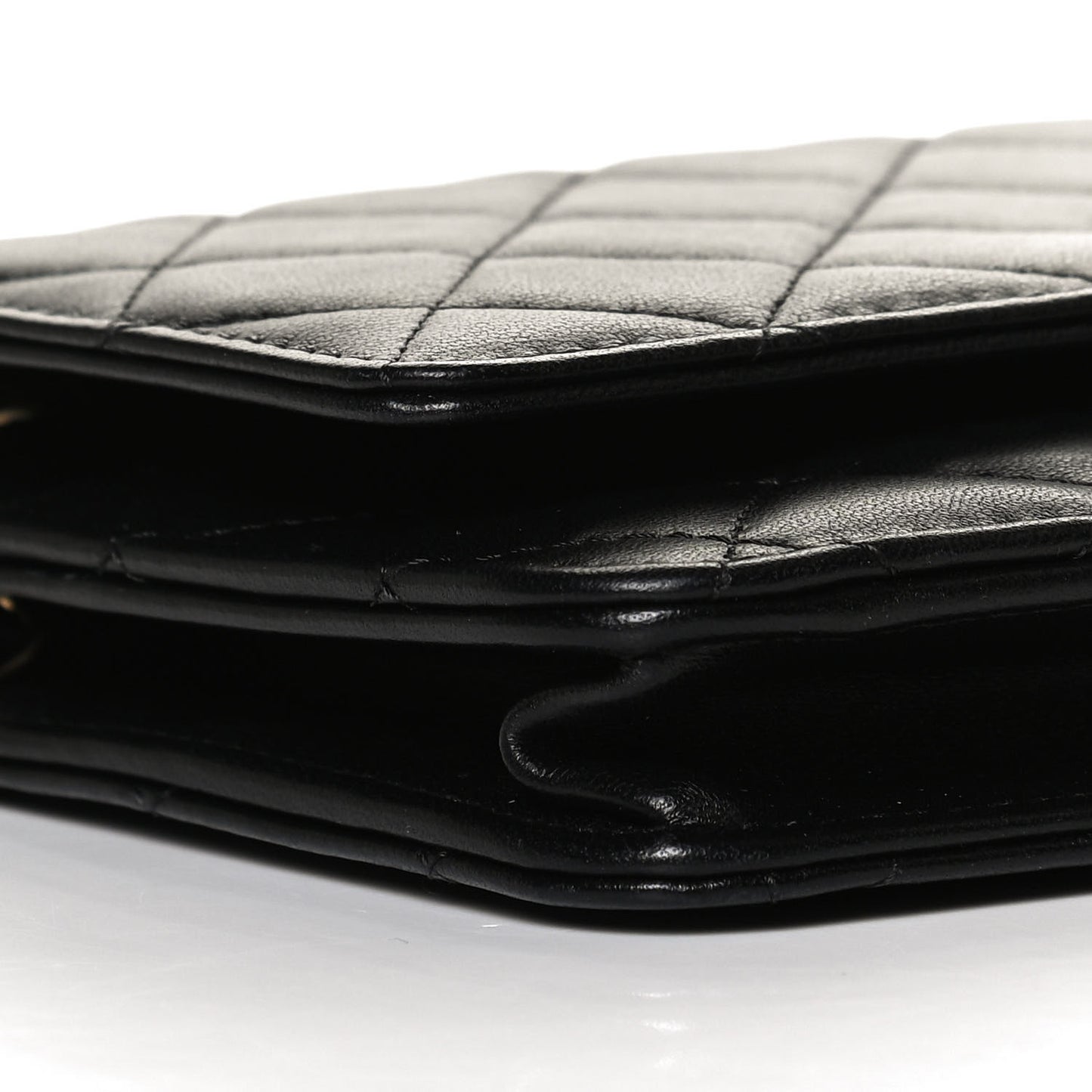 Lambskin Quilted Trendy CC Wallet On Chain WOC Black