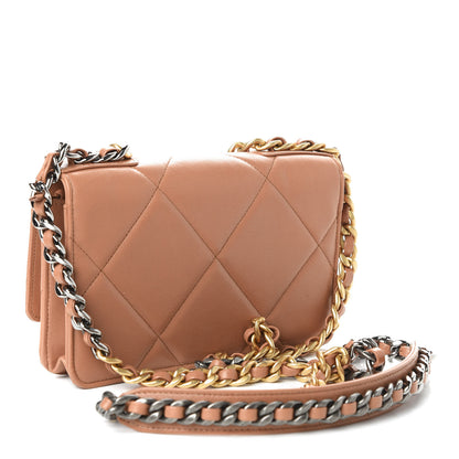 Chanel Lambskin Quilted 19 Wallet On Chain WOC Brown 3 of 12