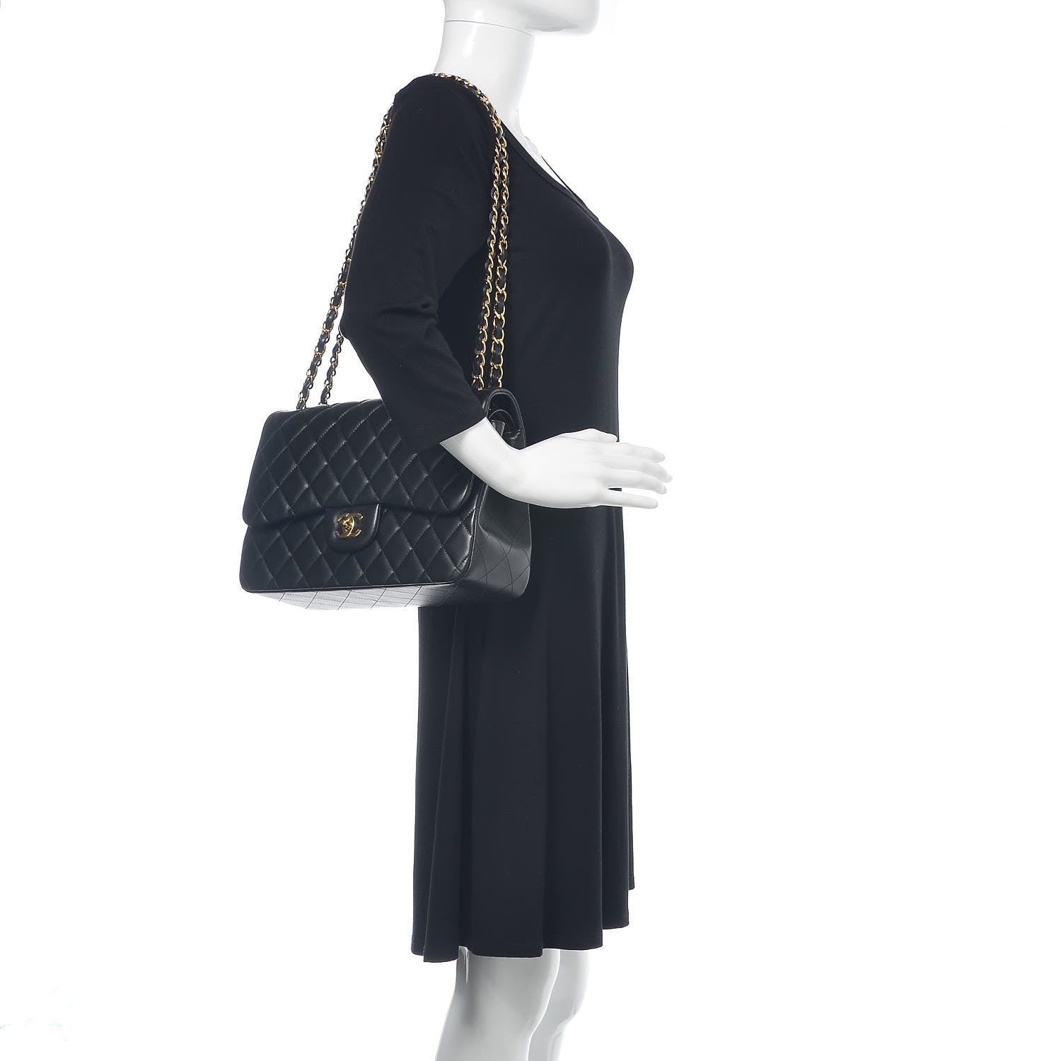 Chanel Lambskin Quilted Jumbo Double Flap Black 2 of 13